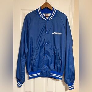 DG Sportswear Blue And White Nylon Button Jacket Made‎ In USA Vintage